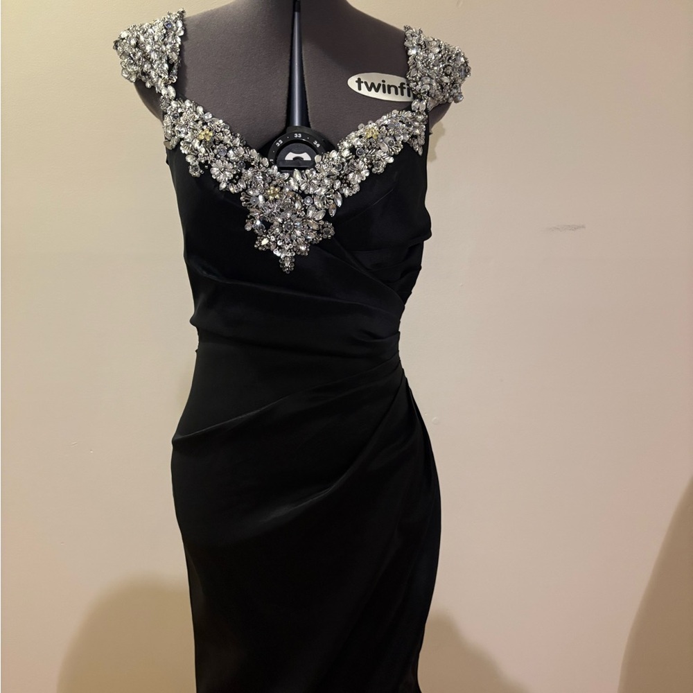 Mac Duggal Black Dress with Silver Embellishments